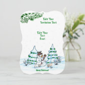 メリークリスマス！猫と子犬の雪だるまが誘う 招待状 (スタンド正面)