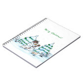 メリークリスマス！猫と子犬の雪だるま ノートブック (左側)