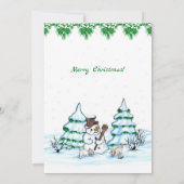 メリークリスマス！ 猫と子犬の雪だるま 招待状 (裏面)