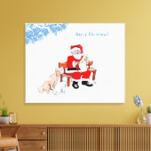 メリークリスマス – 猫と犬とサンタクロース キャンバスプリント (インサイチュ (リビング))