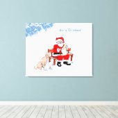 メリークリスマス – 猫と犬とサンタクロース キャンバスプリント (インサイチュ (ウッドフロア))