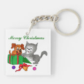 メリークリスマス – 猫と犬とサンタクロース キーホルダー (裏面)
