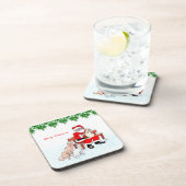 メリークリスマス – 猫と犬とサンタクロース コースター (右側)