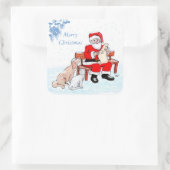メリークリスマス – 猫と犬とサンタクロース スクエアシール (バッグ)