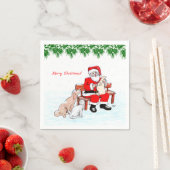 メリークリスマス – 猫と犬とサンタクロース スタンダードカクテルナプキン (インサイチュ)