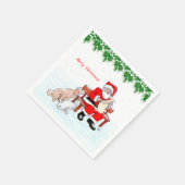 メリークリスマス – 猫と犬とサンタクロース スタンダードカクテルナプキン (角)