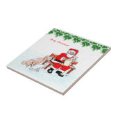 メリークリスマス – 猫と犬とサンタクロース タイル (側面)