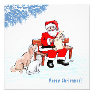 メリークリスマス – 猫と犬とサンタクロース フォトプリント