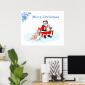 メリークリスマス - 猫と犬とサンタクロース ポスター (ホームオフィス)