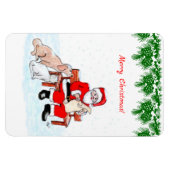 メリークリスマス – 猫と犬とサンタクロース マグネット (横)
