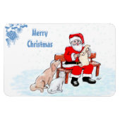 メリークリスマス – 猫と犬とサンタクロース マグネット (横)