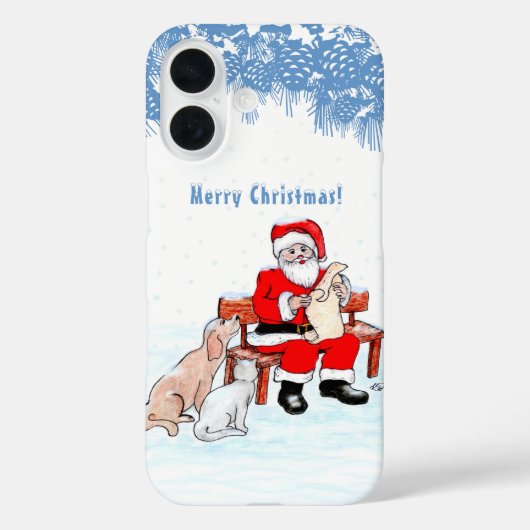 メリークリスマス – 猫と犬とサンタクロース Case-Mate iPhoneケース (裏面)