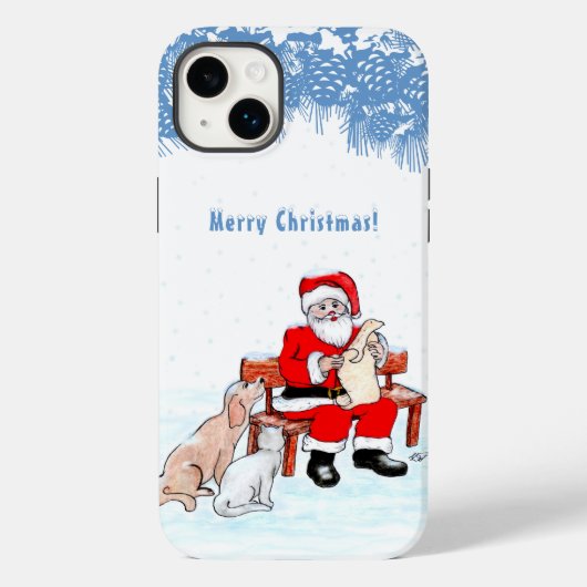 メリークリスマス – 猫と犬とサンタクロース Case-Mate iPhoneケース (裏面)