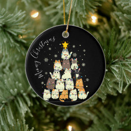 メリークリスマス 猫のツリー セラミックオーナメント