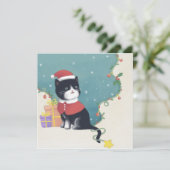 メリークリスマス：猫イラストレーションアート シーズンカード (スタンド正面)