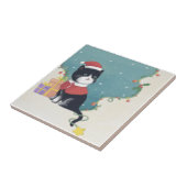 メリークリスマス：猫イラストレーションアート タイル (側面)