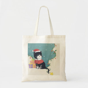 メリークリスマス:猫イラストレーションアート トートバッグ