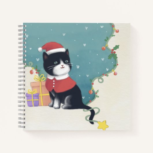 メリークリスマス：猫イラストレーションアート ノートブック (正面)