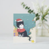 メリークリスマス：猫イラストレーションアート ポストカード (スタンド正面)