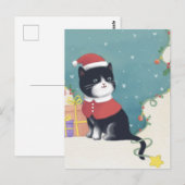 メリークリスマス：猫イラストレーションアート ポストカード (正面/裏面)