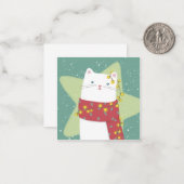メリークリスマス：猫イラストレーション ノートカード (正面/裏面インサイチュ)