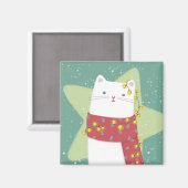 メリークリスマス:猫イラストレーション マグネット (正面/裏面)