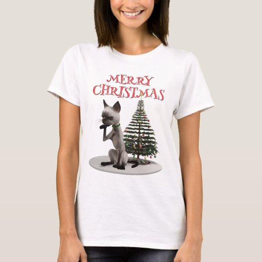 メリークリスマス.猫（木） Tシャツ (正面)