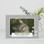 メリークリスマス 猫 白い足跡 写真 シーズンカード (スタンド正面)