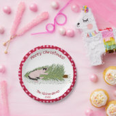 メリークリスマス!猫vs木の赤ギンガム ペーパープレート (パーティー)