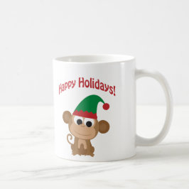 メリークリスマス!猿のクリスマスエルフ コーヒーマグカップ