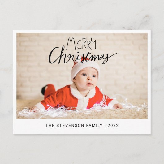 メリークリスマス　現代風シンプルフォト シーズンポストカード (正面)