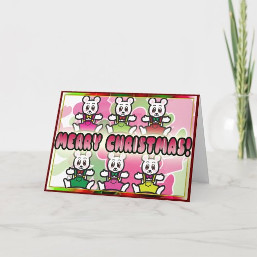 メリークリスマス! -白いテディカード シーズンカード (正面)