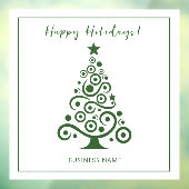 メリークリスマス　白い背景に緑のクリスマスツリー ウィンドウサイン (シート3)