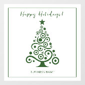 メリークリスマス　白い背景に緑のクリスマスツリー ウィンドウサイン (シート)