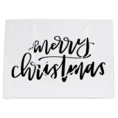 メリークリスマス-白黒ギフトバッグ ラージペーパーバッグ (正面)