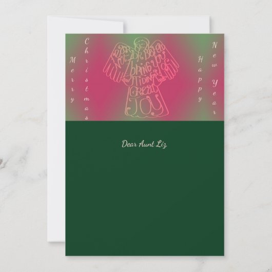 "メリークリスマス" "私はあなたに知らせをもたらす…"天使 サンキューカード (裏面)