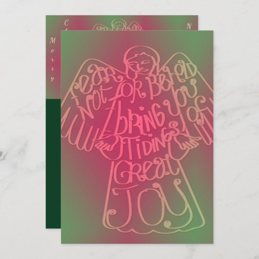 "メリークリスマス" "私はあなたに知らせをもたらす…"天使 サンキューカード (正面/裏面)