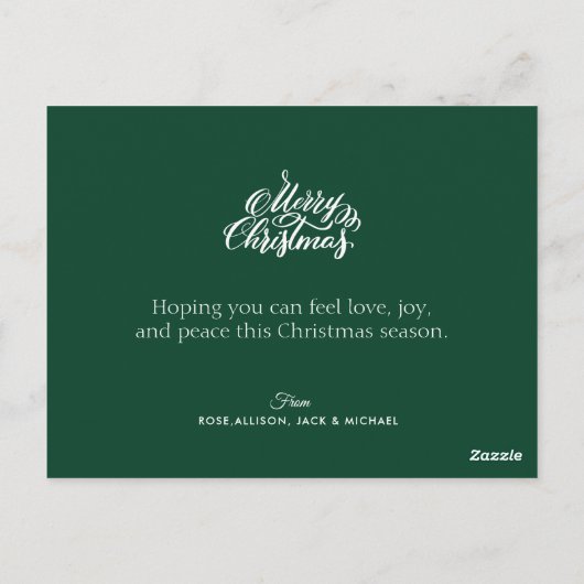 メリークリスマス　箔押し文字　写真　ポストカード ポストカード (裏面)