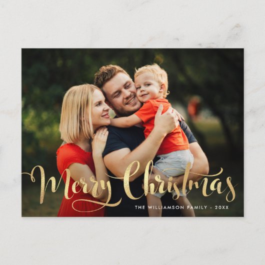 メリークリスマス　箔押し文字　写真　ポストカード ポストカード (正面)