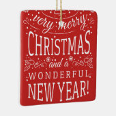 メリークリスマス&素敵な年の写真モノグラム セラミックオーナメント (右)
