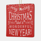 メリークリスマス&素敵な年の写真モノグラム セラミックオーナメント (左)
