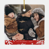 メリークリスマス&素敵な年の写真モノグラム セラミックオーナメント (裏面)