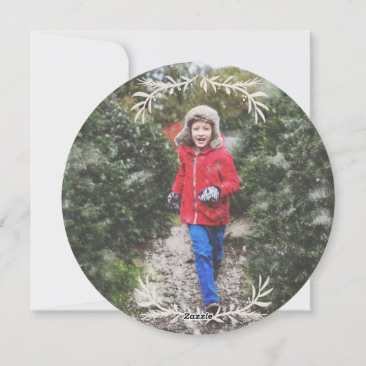 メリークリスマス 素朴な木目調の木のスライス シーズンカード (裏面)