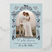 メリークリスマス 結婚しました ウェディングフォト アーチ 箔シーズンカード (正面)