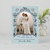 メリークリスマス 結婚しました ウェディングフォト アーチ 箔シーズンカード (立ち正面)