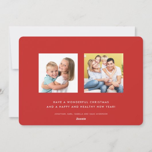 メリークリスマス |緑とオーナメント3枚の写真 シーズンカード (裏面)