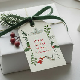 (メリークリスマス)緑とベリーエレガント ギフトタグ