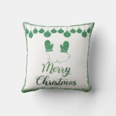 メリークリスマス – 緑のグリッターオーナメント クッション (裏面)