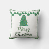 メリークリスマス – 緑のグリッターオーナメント クッション (裏面)