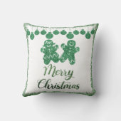 メリークリスマス – 緑のグリッターオーナメント クッション (裏面)